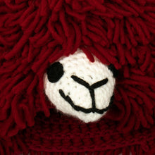 Load image into Gallery viewer, Furry Red Llama Beanie Hat from Peru - Smiling Llama | NOVICA