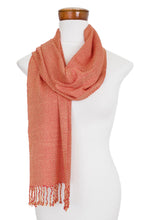 Load image into Gallery viewer, Guatemalan Hand Loomed Paprika and Yellow Colored Scarf - Paprika Spice | NOVICA