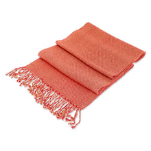 Load image into Gallery viewer, Guatemalan Hand Loomed Paprika and Yellow Colored Scarf - Paprika Spice | NOVICA