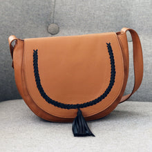 Load image into Gallery viewer, Hand Crafted Brown Leather Sling Bag - Sing Softly in Brown | NOVICA
