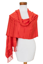 Load image into Gallery viewer, Coral Cotton Shawl from Guatemala - Coral Reef | NOVICA
