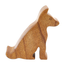 Load image into Gallery viewer, Hand Carved Jempinis Wood Phone Stand - Dialing Dog | NOVICA
