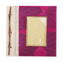 Load image into Gallery viewer, Pink Natural Fiber Leaf-Motif Photo Album - Autumn Spirit in Pink | NOVICA
