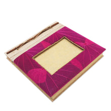 Load image into Gallery viewer, Pink Natural Fiber Leaf-Motif Photo Album - Autumn Spirit in Pink | NOVICA