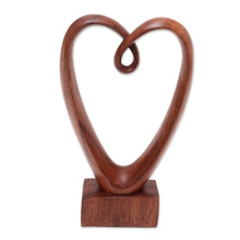 Load image into Gallery viewer, Hand Carved Suar Wood Heart Sculpture - Valentine Edition | NOVICA