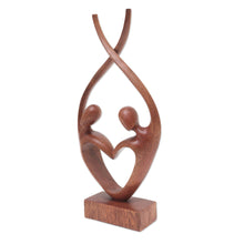 Load image into Gallery viewer, Hand Carved Suar Wood Romantic Sculpture - Balanced Love | NOVICA