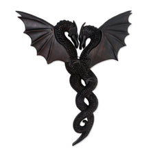 Load image into Gallery viewer, Suar Wood Dragon Relief Panel - Entwined | NOVICA