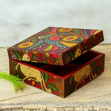Load image into Gallery viewer, Sylvan-Themed Decoupage Pinewood Decorative Box from Mexico - Tonala Fauna | NOVICA