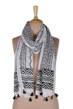 Load image into Gallery viewer, Geometric Block-Printed Cotton Shawl - Creative Path | NOVICA