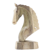 Load image into Gallery viewer, Handmade Hibiscus Wood Horse Head Statuette - Horse Guard | NOVICA