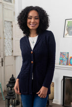 Load image into Gallery viewer, Navy Blue Alpaca Blend Button Down Cardigan Sweater - Textures in Blue | NOVICA