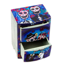 Load image into Gallery viewer, Day of the Dead Themed Jewelry Chest - Deadly Couple | NOVICA