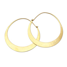 Load image into Gallery viewer, Moern Gold-Plated Hoop Earrings - Moon Halo | NOVICA