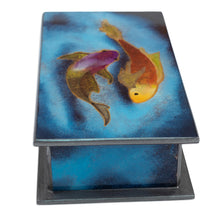 Load image into Gallery viewer, Artisan Crafted Wood and Glass Decorative Box - Ocean Harmony in Blue | NOVICA