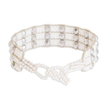 Load image into Gallery viewer, Handmade White Beaded Bracelet - Kinship in White and Silver | NOVICA