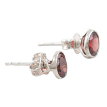 Load image into Gallery viewer, Garnet and Sterling Silver Stud Earrings - Red Night | NOVICA