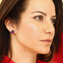 Load image into Gallery viewer, Fuchsia Dichroic Glass Earrings - Ethereal Fuchsia | NOVICA
