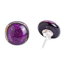 Load image into Gallery viewer, Fuchsia Dichroic Glass Earrings - Ethereal Fuchsia | NOVICA