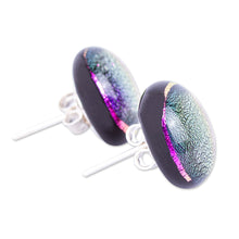 Load image into Gallery viewer, Fuchsia Dichroic Glass Earrings - Ethereal Fuchsia | NOVICA