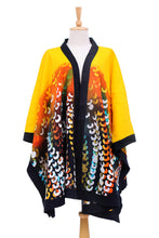 Load image into Gallery viewer, Hand Crafted Linen Batik Kimono Jacket - Lucky Yellow | NOVICA