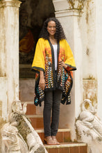 Load image into Gallery viewer, Hand Crafted Linen Batik Kimono Jacket - Lucky Yellow | NOVICA