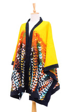 Load image into Gallery viewer, Hand Crafted Linen Batik Kimono Jacket - Lucky Yellow | NOVICA