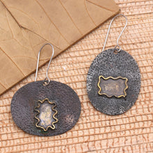 Load image into Gallery viewer, Hand Made Black Copper Dangle Earrings - Opaque Mirror | NOVICA