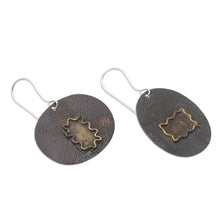 Load image into Gallery viewer, Hand Made Black Copper Dangle Earrings - Opaque Mirror | NOVICA