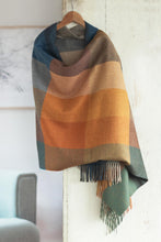 Load image into Gallery viewer, Super Soft Brown-Orange Plaid Alpaca Wool Patterned Scarf - Autumn Squared | NOVICA