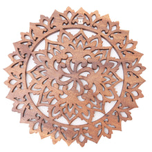 Load image into Gallery viewer, Artisan Crafted Suar Wood Relief Panel - Flower Farm | NOVICA