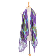 Load image into Gallery viewer, Handmade Batik Silk Scarf from Thailand - Vivid Night | NOVICA