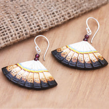 Load image into Gallery viewer, Sterling Silver and Amethyst Dangle Earrings - Goddess Fan | NOVICA