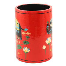 Load image into Gallery viewer, Papier Mache Elephant-Motif Pen Holder - Tale of the River | NOVICA