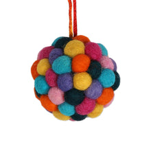 Load image into Gallery viewer, Wool Disco Ball Holiday Ornaments (Set of 5) - Disco Christmas | NOVICA