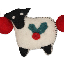 Load image into Gallery viewer, Wool Sheep-Motif Christmas Tree Garland - Fluffy Friends | NOVICA
