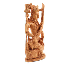 Load image into Gallery viewer, Hand Crafted Kadam Wood Saraswati Sculpture - Saraswati Plays | NOVICA