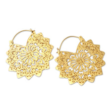 Load image into Gallery viewer, Gold-Plated Brass Mandala Hoop Earrings - Healing Mandala | NOVICA