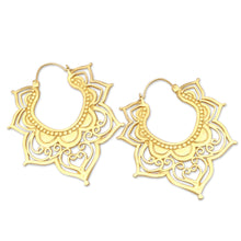 Load image into Gallery viewer, Hand Made Gold-Plated Brass Hoop Earrings - All in Bloom | NOVICA