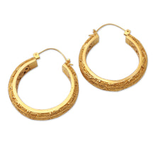 Load image into Gallery viewer, Artisan Crafted Gold-Plated Hoop Earrings from Bali - Admiring Beauty | NOVICA