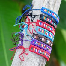Load image into Gallery viewer, Cotton Blend Geometric Wristband Bracelets (Set of 7) - Tribal Friendship | NOVICA