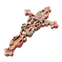 Load image into Gallery viewer, Hand Crafted Suar Wood Cross Relief Panel - Vine Forest | NOVICA