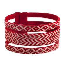 Load image into Gallery viewer, Red and Ivory Natural Fiber Bracelet - Red River Wisdom | NOVICA