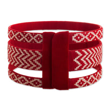 Load image into Gallery viewer, Red and Ivory Natural Fiber Bracelet - Red River Wisdom | NOVICA