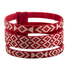 Load image into Gallery viewer, Red and Ivory Cuff Bracelet - Bonfire Blaze | NOVICA