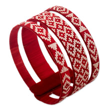 Load image into Gallery viewer, Red and Ivory Cuff Bracelet - Bonfire Blaze | NOVICA