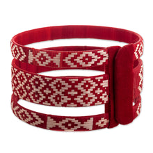 Load image into Gallery viewer, Red and Ivory Cuff Bracelet - Bonfire Blaze | NOVICA