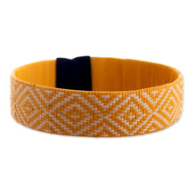Load image into Gallery viewer, Yellow and White Woven Bracelet - Brilliant Sunshine | NOVICA