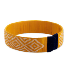 Load image into Gallery viewer, Yellow and White Woven Bracelet - Brilliant Sunshine | NOVICA