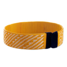 Load image into Gallery viewer, Bright Yellow Handwoven Cuff Bracelet - Comet of Light | NOVICA