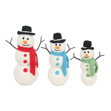 Load image into Gallery viewer, Handcrafted Felt Christmas Decor (Set of 3) - Snowman Fun | NOVICA